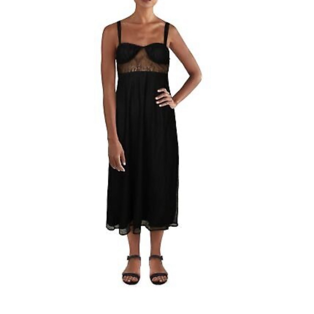 DANIELLE BERNSTEIN WOMEN'S ROMANTIC LACE SHEER PARTY COCKTAIL DRESS SZ S BLACK